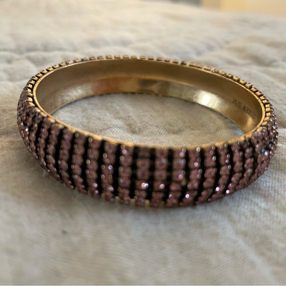 ✨💗 J Crew pink & gold rhinestone bangle bracelet sz S/M